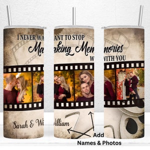 Making Memories Couples Photo Tumbler Template Add Your Photos 4 Photo Slots, 20oz Skinny Tumbler Sublimation Wrap, Love Polaroid PNG