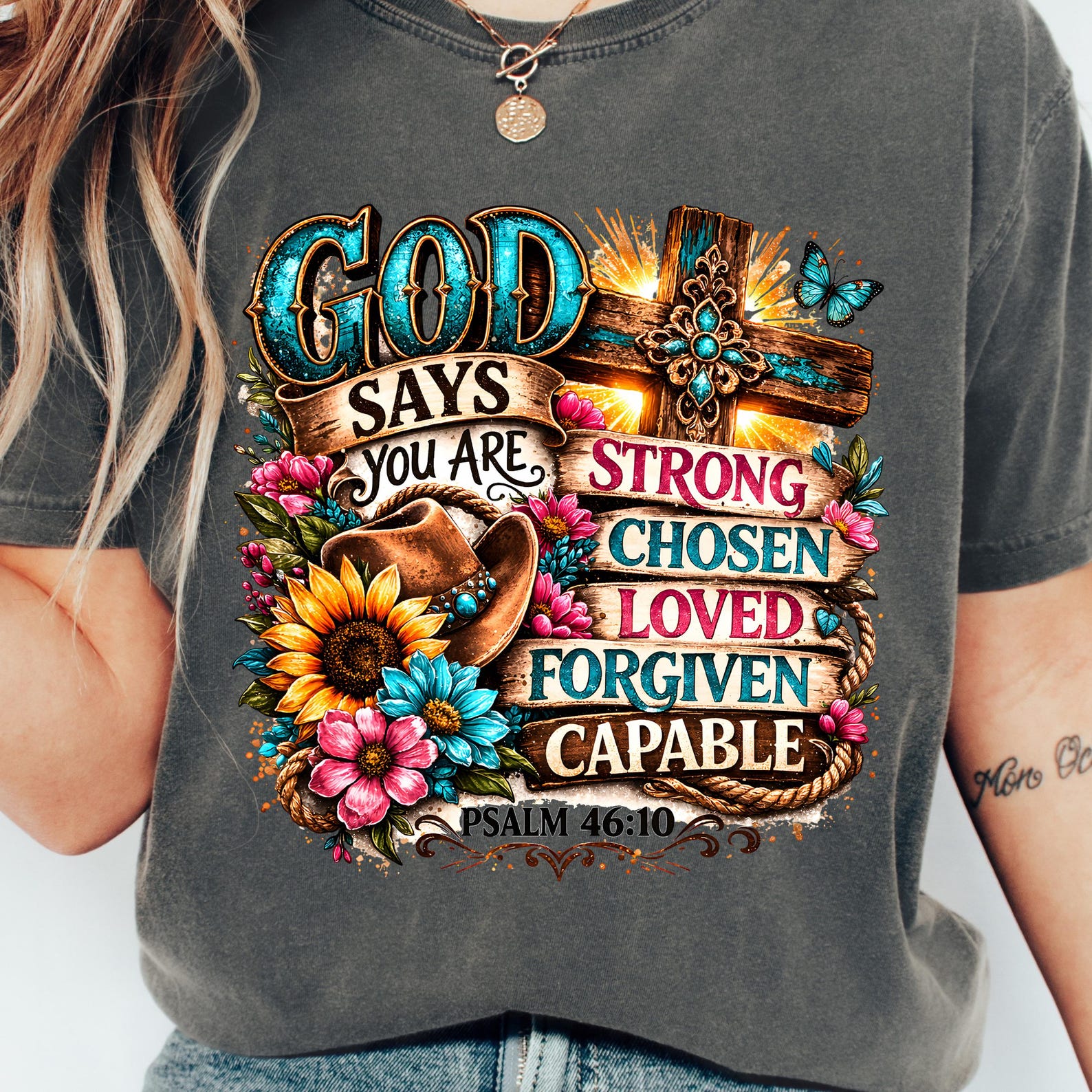 God Says You Are Strong Chosen Loved Forgiven Capable PNG, Christian ...