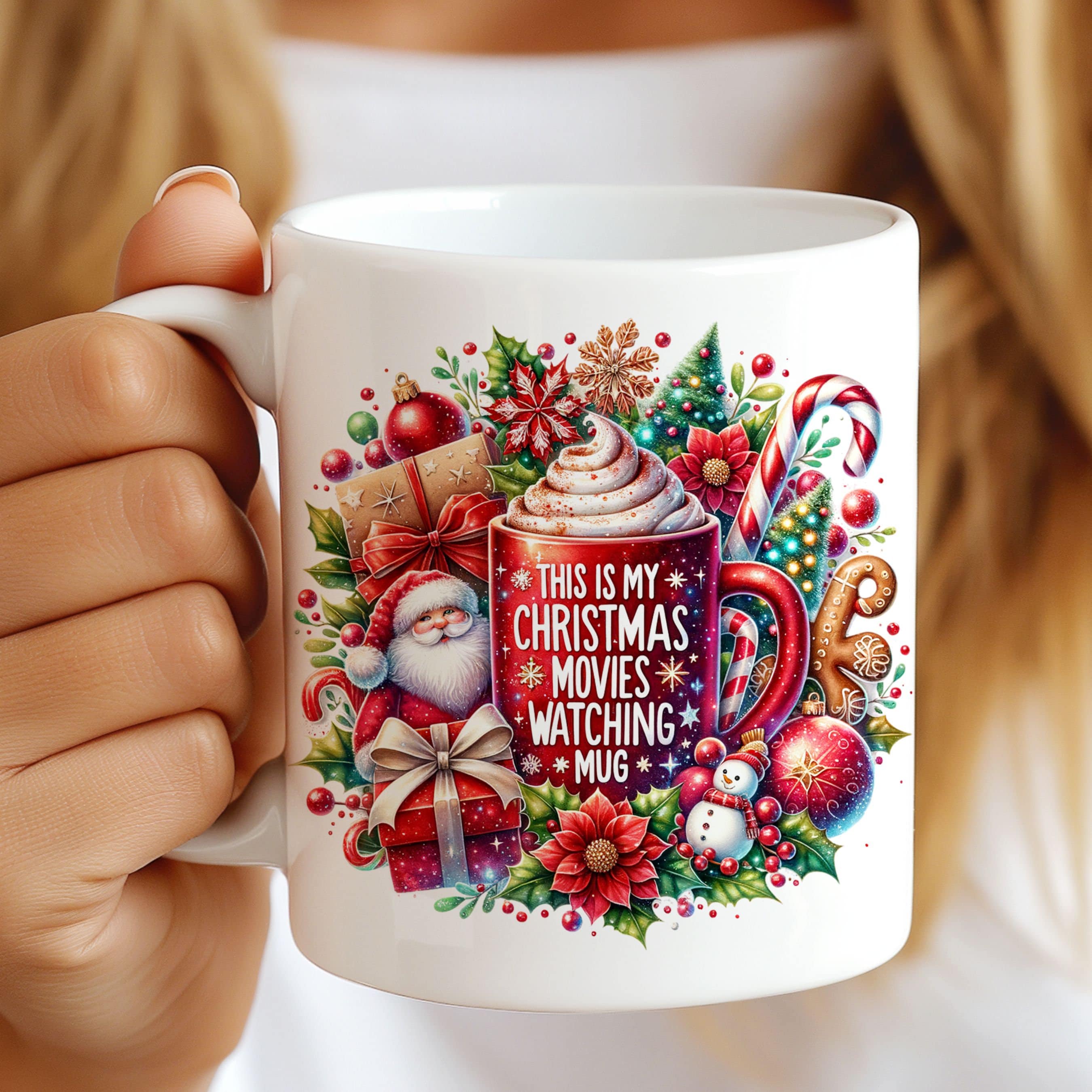 Dies ist mein Weihnachtsfilm Ansehen Becher Wrap, 11 Unzen & 15 Unzen Weihnachtsbecher Wrap, Weihnachtsfilme Becher, Urlaubsfilme Becher PNG Digital Download