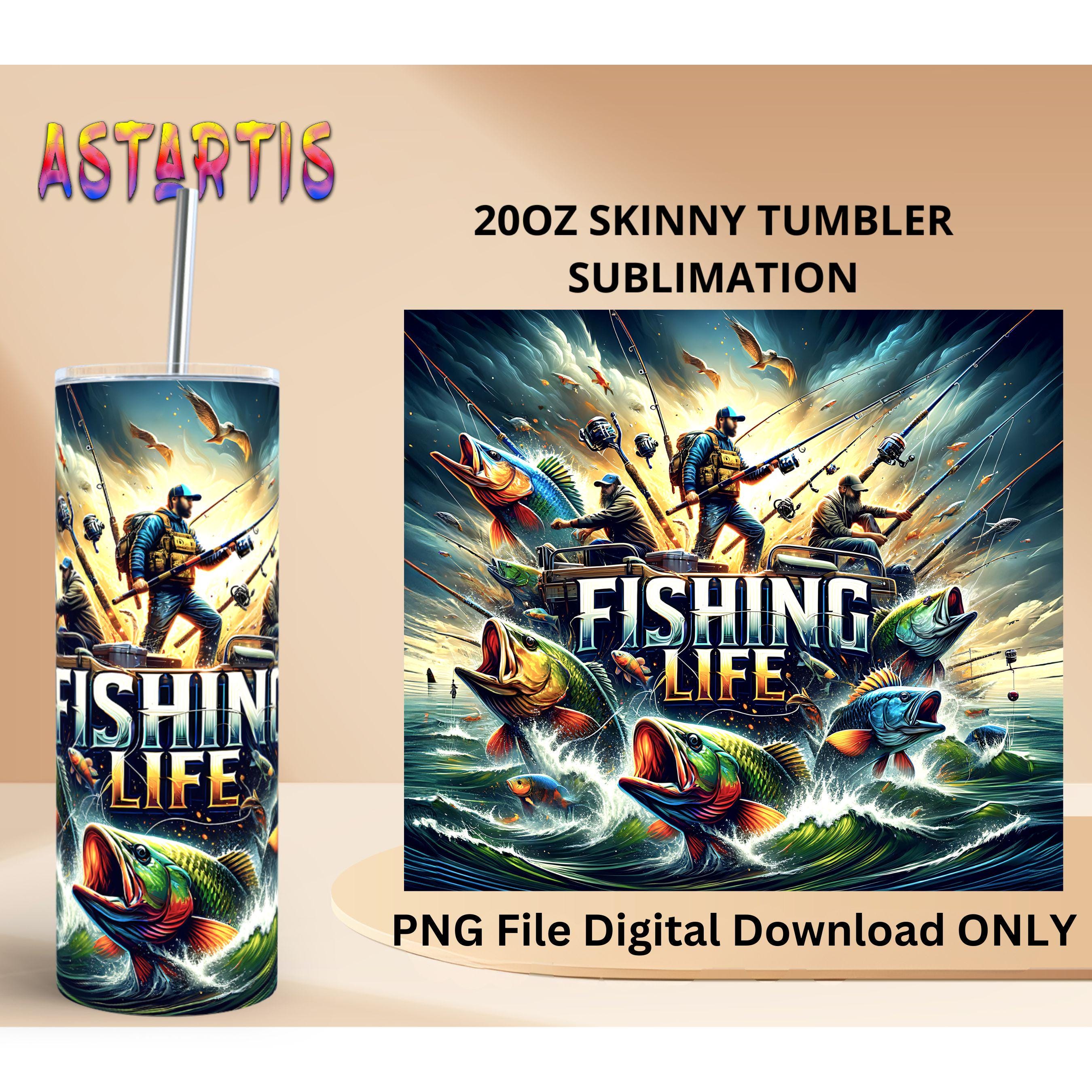 Fisherman Tumbler Wrap, 20oz Skinny Tumbler Design, Fishing Tumbler ...