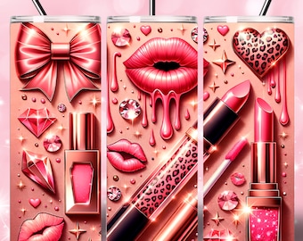 Makeup Tumbler Wrap, 20oz Skinny Tumbler Sublimation Design, Makeup Artist Tumbler, Beautician Tumbler Wrap PNG Files Digital Download