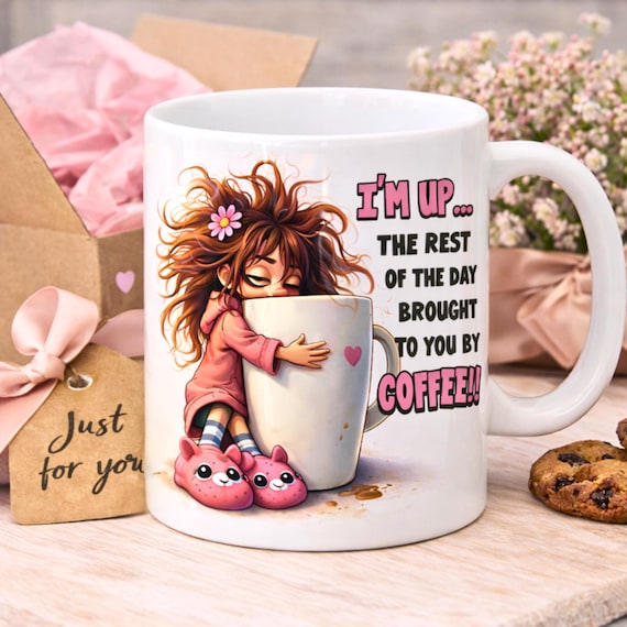 Funny Coffee Mug Design PNG, Sleepy Girl Coffee Quote, Morning Coffee Mug Wrap, First Coffee Mug Wrap, Coffee Humor Mug PNG Digital Download