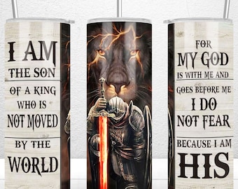 I Am The Son of a King 20oz Skinny Tumbler Sublimation Design, Christian Jesus Tumbler Straight & Tapered PNG, Lion of Judah, Christian Gift