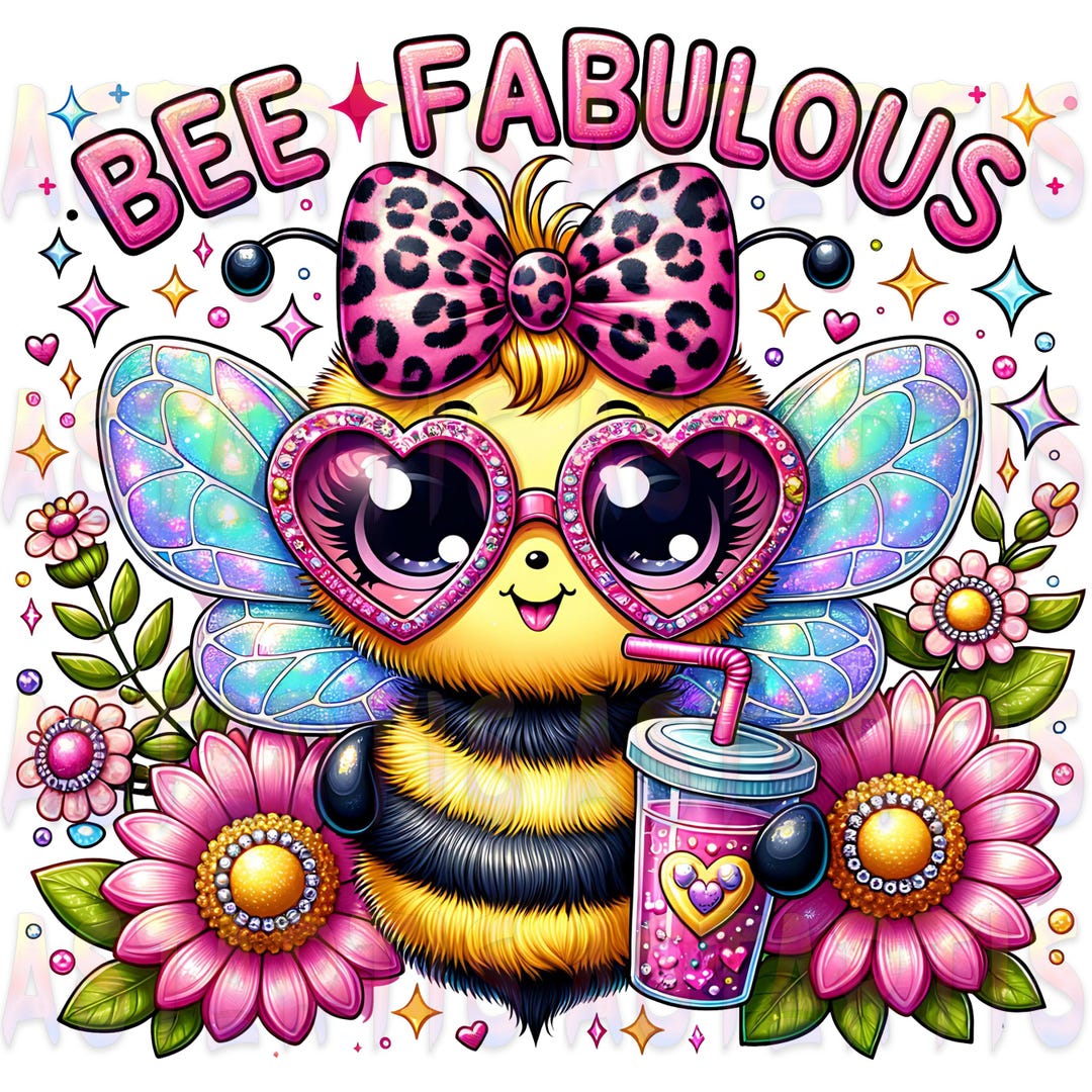 Bee Fabulous PNG Sublimation Design, Cute Kawaii Bee Clipart, Girly ...