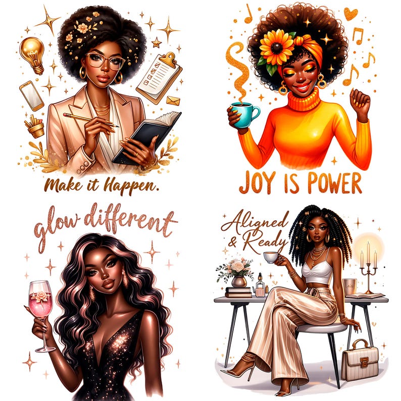 18 Black Boss Lady Bundle Png, Black Girl Magic Clipart, Black Woman ...