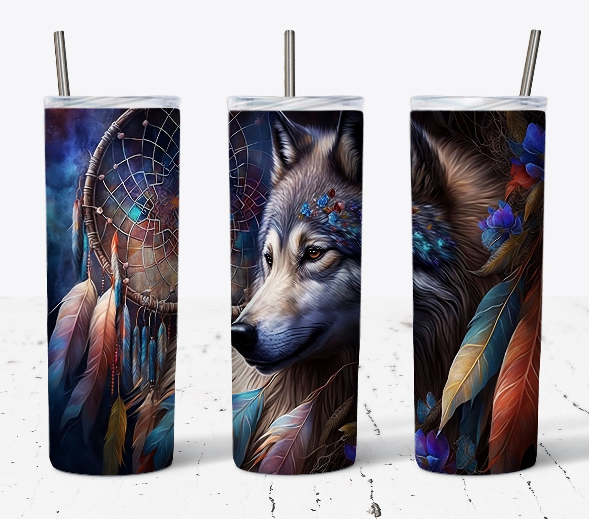Wolf Feathers Dreamcatcher 20 Oz Skinny Tumbler Design, Native Tumbler  Wrap, Wolf Tumbler Wrap, Dream Catcher Tumbler Wrap, Digital Files - Etsy, image size:2000x1763
