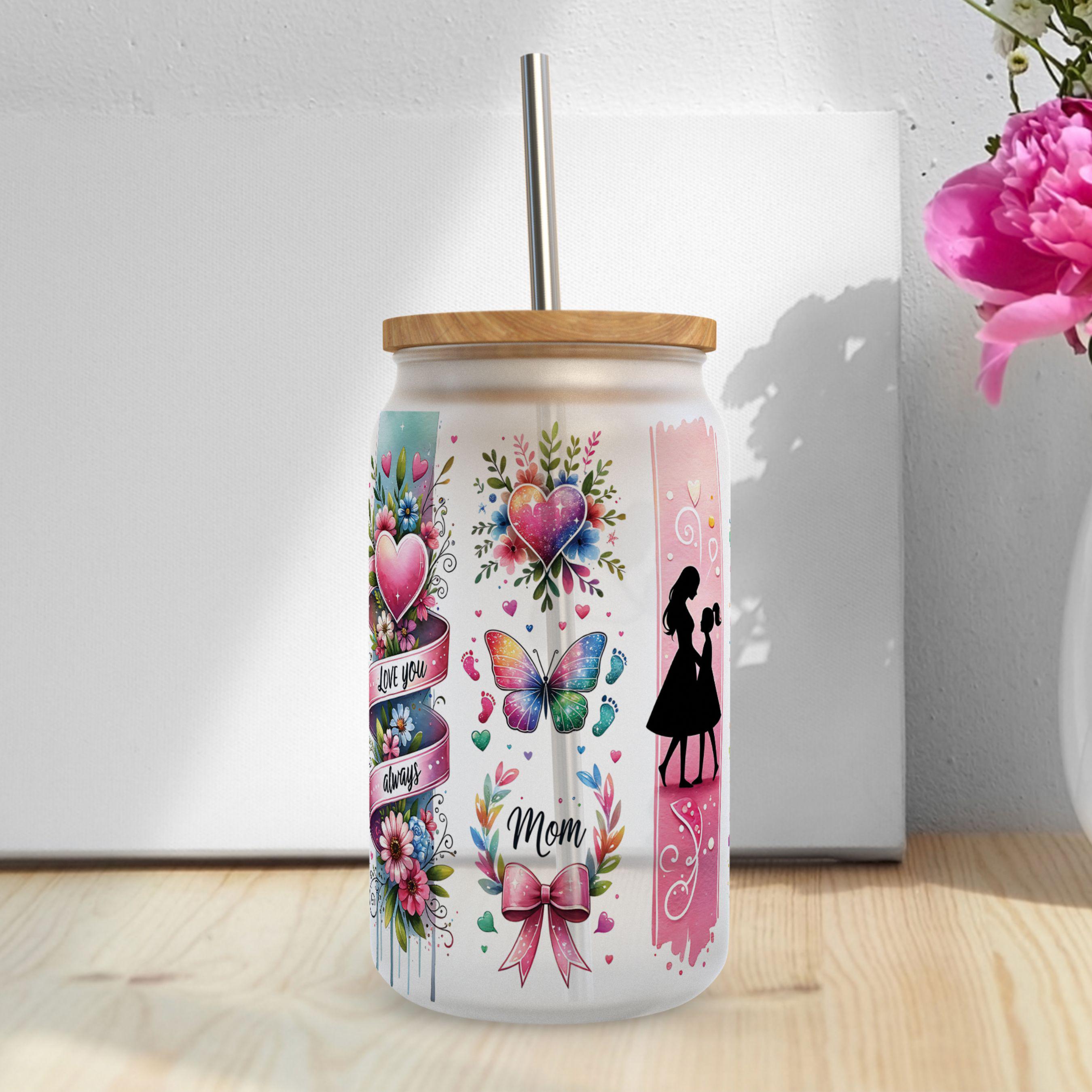 Mother's Day 16oz Libbey Glass Wrap Design, UV Dtf Cup Wrap Mama, Mom ...