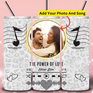 Personalised Song Plaque Couple Tumbler Wrap, Add Your Own Photos And Song, 20oz Skinny Tumbler Design, Music Photo Tumbler PNG Digital File