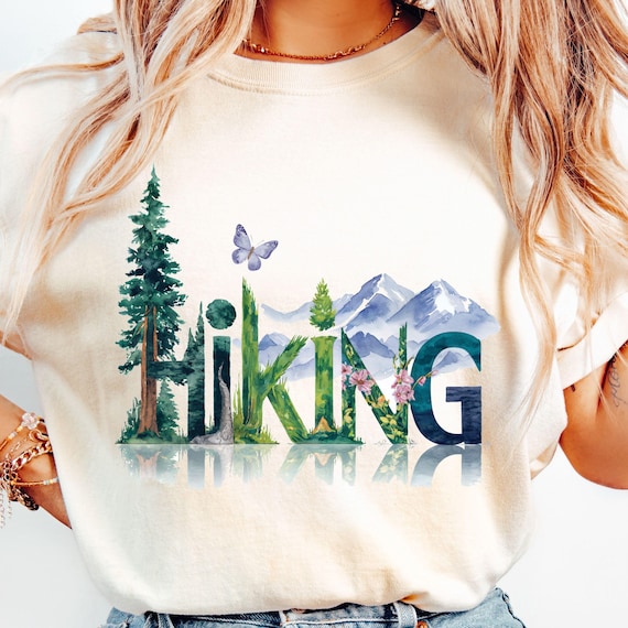 Hiking PNG, Hiker PNG Sublimation Design, Mountain T-shirt Design, Nature Design for Graphic Tees, Hiking Lovers Gift, PNG Digital File