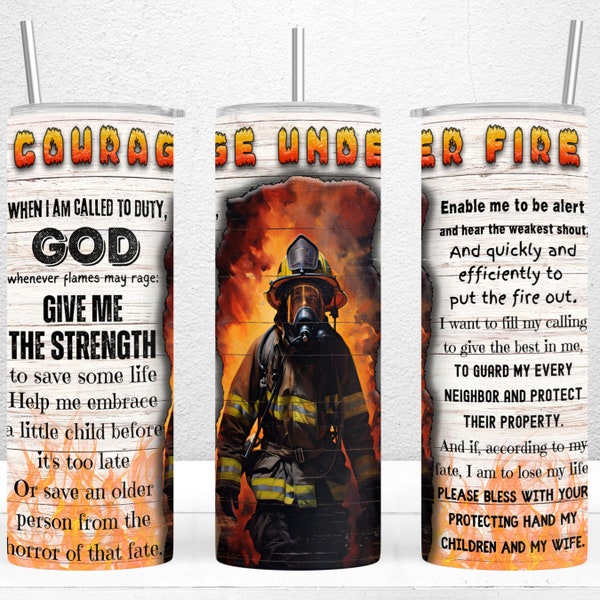 Firefighter's Prayer Sublimation Design Wrap for 20oz Skinny Tumbler Design, Firefighter Tumbler Wrap, Fireman Prayer, PNG Digital Download