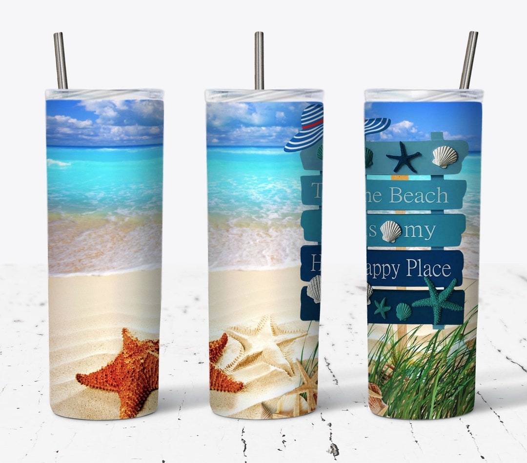 Beach is My Happy Place Tumbler Sublimation Design Summer Beach Sand 20