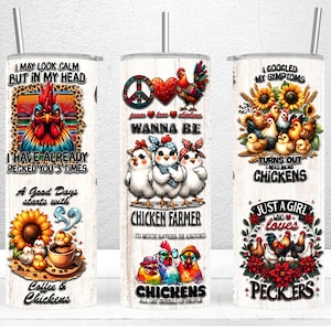 Funny Chicken 20oz Skinny Tumbler Wrap, Sublimation Design, Digital Download PNG, Farm Life Tumbler Wrap, Chicken Lover PNG, Chicken Wrap