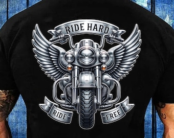 Ride Hard Ride Free PNG Sublimation Design, Rider Tshirt PNG, Hell Rider Png, Motorcycle With Wings, Biker Shirt PNG File Digital Download