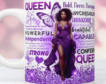 Liebe dich selbst schwarze Frau Affirmation Becherverpackung, 11 Unze und 15 Unze Bechervorlage, schwarze Frau Tasse, tägliche Affirmationen Becherverpackung digitaler Download