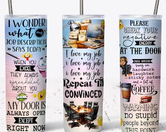 Funny Office Tumbler Wrap, 20oz Skinny Tumbler Sublimation Design, PNG File Digital Download, Funny Coworker Gift, Funny Tumbler Wrap