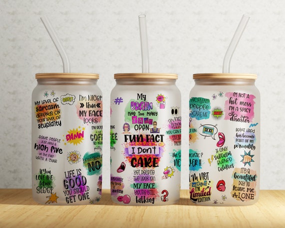 Positive Wording Libbey Glass Can Tumbler Sublimation Design,glass Can  Sublimate Designs,glass Can Tumbler Design PNG Download 