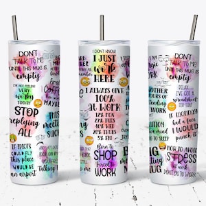 Funny Office Tumbler Wrap, 20oz Skinny Tumbler Sublimation Design, PNG File Digital Download, Funny Coworker Gift, Funny Tumbler Wrap