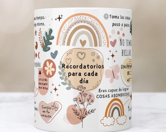 Spanish Daily Reminders Mug Wrap, 11oz & 15oz Mug Template, Motivational Mug, Daily Affirmations Mug, Mental Health Mug PNG Digital Download