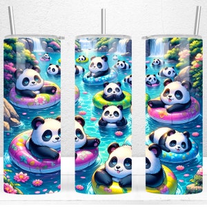 Envoltura de vaso Panda bebé feliz, Diseño de vaso delgado de 20 oz, Panda bebé lindo Png, Regalo de vaso para niños, Descarga digital de archivos PNG de vaso para niños