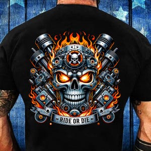 Ride Or Die PNG Sublimation Design, Rider Skull PNG, Hell Rider Png, Flaming Skull Design, DTF Biker, Biker Shirt Png File Digital Download