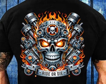 Ride Or Die PNG Sublimation Design, Rider Skull PNG, Hell Rider Png, Flaming Skull Design, DTF Biker, Biker Shirt Png File Digital Download