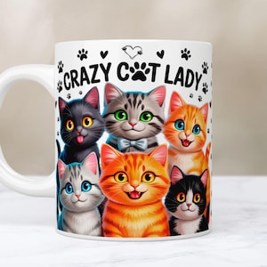 Funny Cat Mug Wrap, 11oz & 15oz Mug Template, Sarcastic Cat Mug Wraps, Crazy Cat Lady Mug, Cat Lovers Mug Wrap PNG Files Digital Download