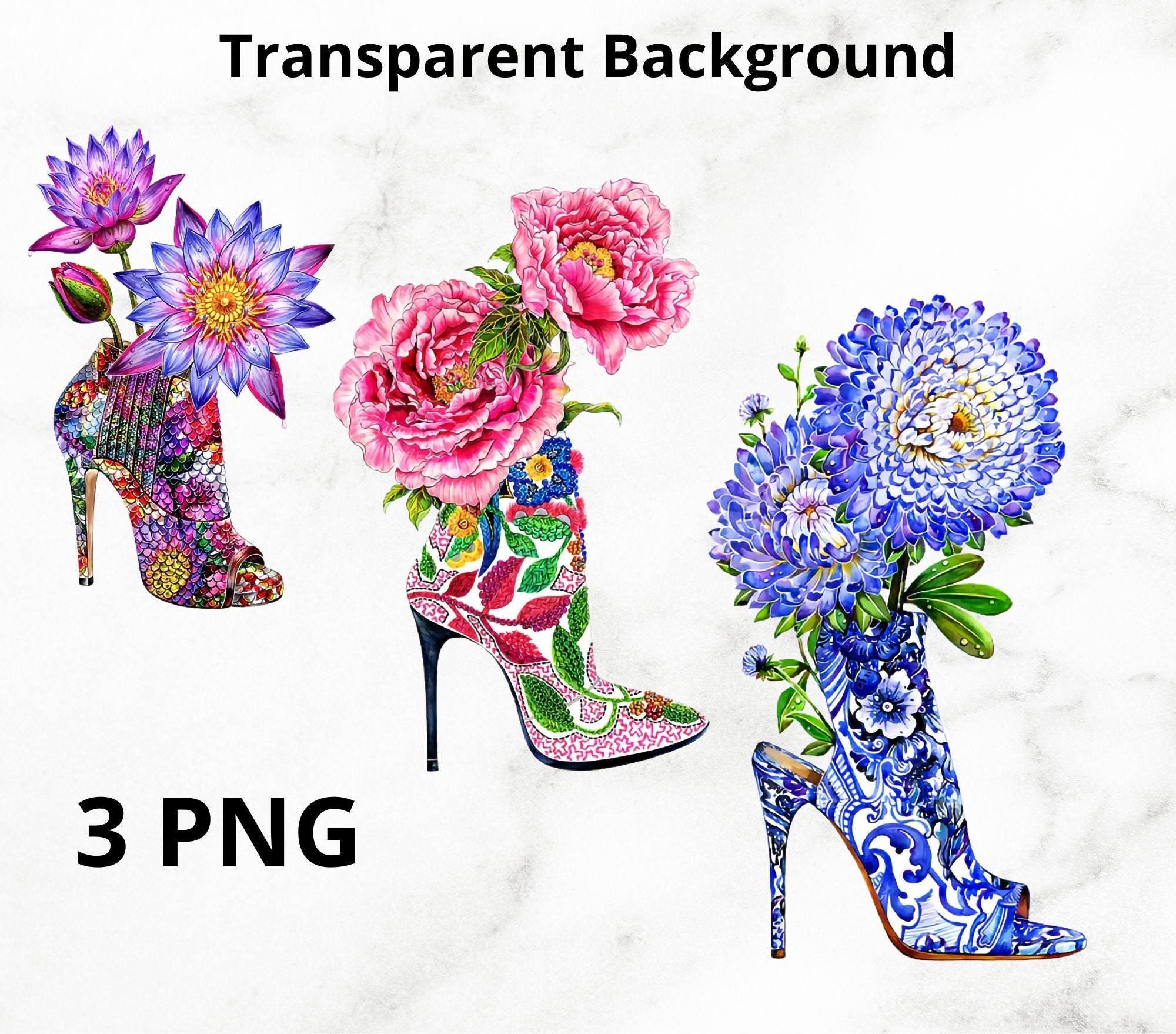 Flowers High Heel Shoes PNG Sublimation Design Fashion Etsy