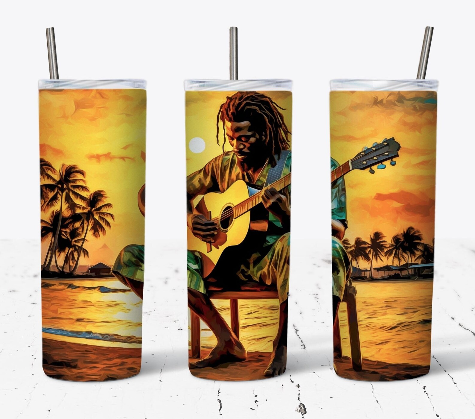 Round Beach Rasta Design Rasta Reggae on the Beach Tumbler Design, Reggae Music Tumbler Wrap ...