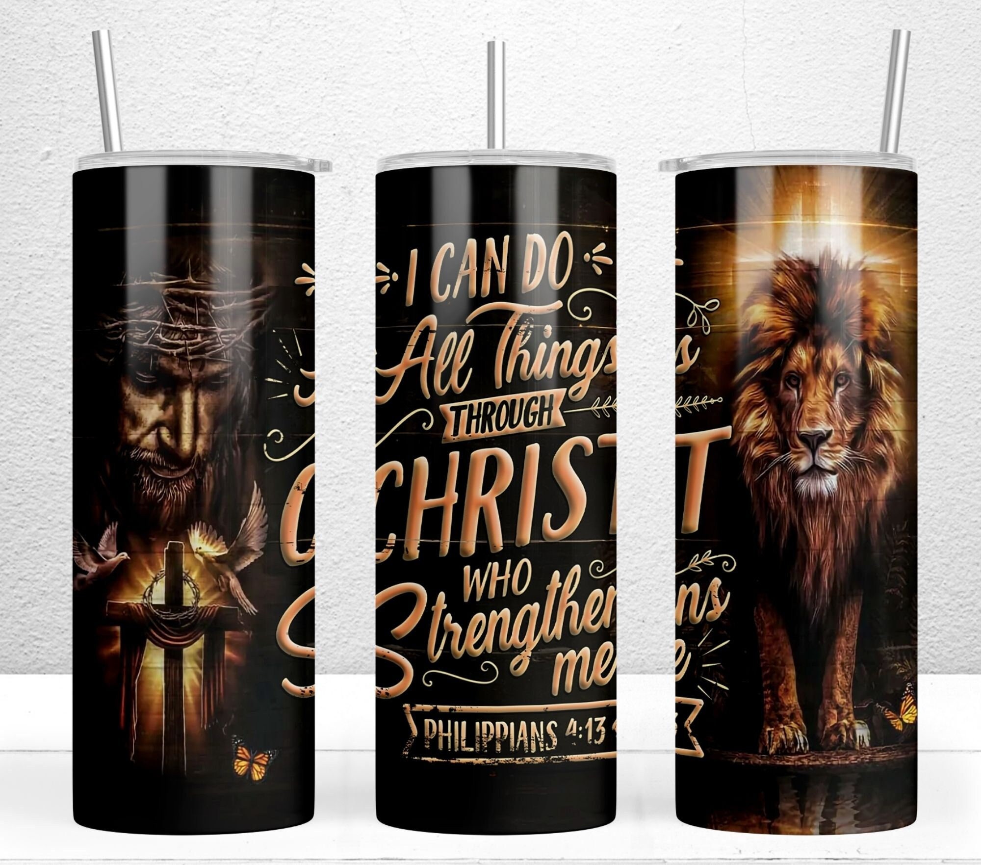 I Can Do All Things Through Christ 20oz Skinny Tumbler, Christian Tumbler  Wrap PNG Digital Download, Lion of Judah, Religious Tumbler Wrap - Etsy, image size:2000x1763