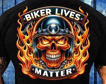 Biker Lives Matter PNG Sublimationsdesign, Reiter Schädel PNG, Höllenfahrer Png, Flaming Skull Design, Biker-Shirt - PNG Digital Download