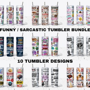 10 Funny Tumbler Wrap Bundle Sarcastic PNG, 20oz Skinny Tumbler, Funny Bundle PNG Wrap, Tumbler Bundle Wrap, PNG's Files Instant Download