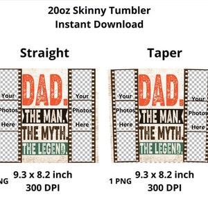 Dad the Man the Legend the Myth - Add Your Photos 20oz Skinny Tumbler ...