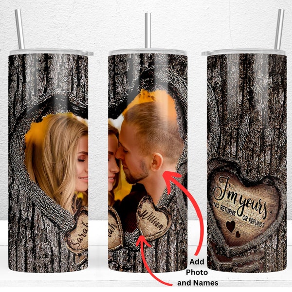 I'm Yours Geen retourzendingen of restituties Fotobeker voor stellen - voeg je foto en namen toe 20oz magere beker sublimatie wrap, digitale png-download