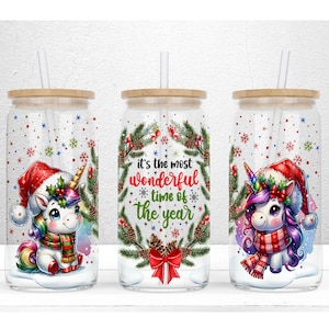 It&#39;s The Most Wonderful Time Of The Year, 16 Oz Libbey Glass Can Wrap Sublimation Design, Christmas Glass Can Wrap, Christmas PNG Download