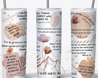 Christian Bible Verse Tumbler Wrap, 20oz Skinny Tumbler Design, Bible Verse Tumbler PNG, Christian Tumbler Wrap, PNG File Digital Download