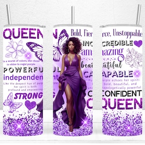 Envoltura inspiradora de vaso de mujer negra, diseños de sublimación de vaso delgado de 20 oz, afirmaciones positivas chica negra, descarga digital de archivos PNG