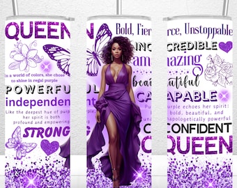 Inspirational Black Woman Tumbler Wrap, 20oz Skinny Tumbler Sublimation Designs, Positive Affirmations Black Girl, PNG File Digital Download