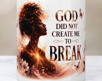 Black Woman Faith Mug Wrap, 11oz & 15oz Mug Template, Black Girl Magic Mug Design, Christian Mug Wrap PNG Digital Download