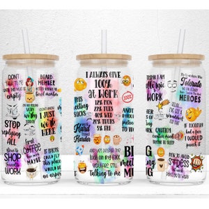 Sarcastic Funny Office 16oz Libbey Glass Can Tumbler Sublimation Design, Glass Can Wrap Funny Tumbler Wrap PNG
