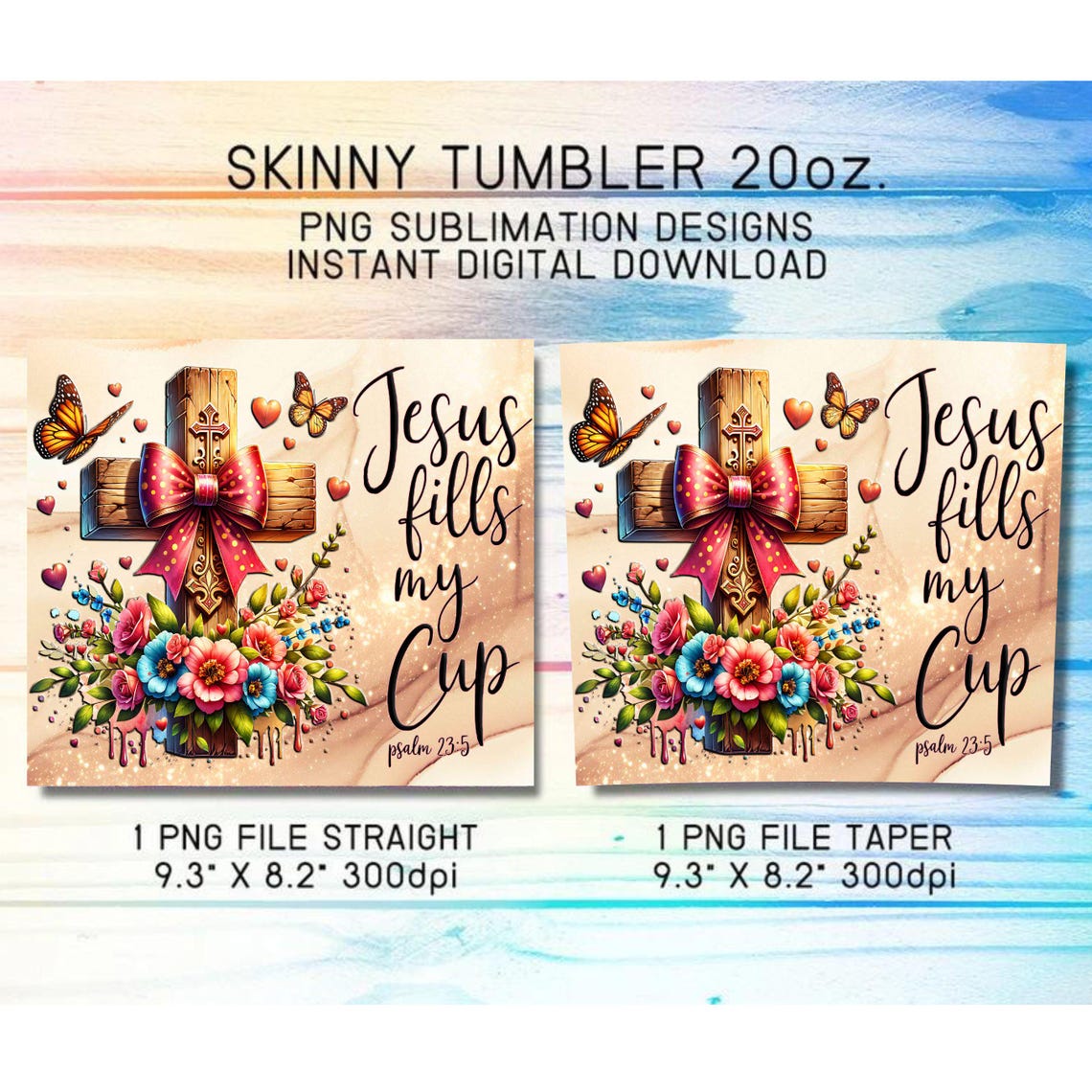 Jesus Fills My Cup 20oz Skinny Tumbler Design, Coquette Christian ...