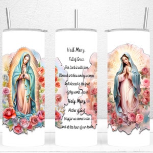 Virgin Mary Tumbler Wrap, 20oz Skinny Tumbler Design, Hail Mary Tumbler PNG, Blessed Mary Tumbler, Virgin Mary Praying, PNG Instant Download