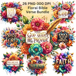 26 Floral Christian PNG Bundle, Religious Shirt Png, Religious Sublimation Files, Jesus Shirt PNG design, Floral Bible Verse Bundle Designs