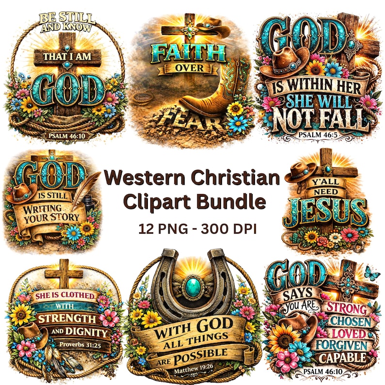 12 Western Christian PNG Bundle, Religious Png, Proverbs Bible Quotes ...