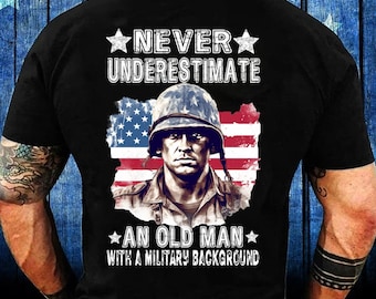 Never Underestimate An Old Man With A Military Background PNG Sublimation Design, Png Digital Download, Retro American Flag US Veteran Shirt