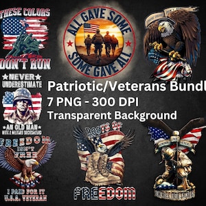 7 PNG Patriotic Veteran Bundle Sublimation Designs , Patriotic Bundle PNG, Usa Military Printing Sublimation Tshirt, PNG&#39;s Instant Download