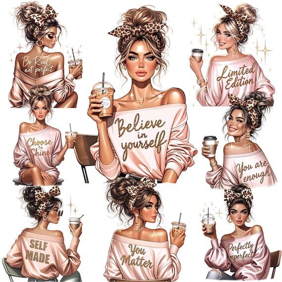 14 Boss Lady Clipart Bundle PNG, Girl Boss Clipart, Fashion Woman Clipart, Love Yourself Clipart, Girl Boss Bundle PNG Sublimation Files