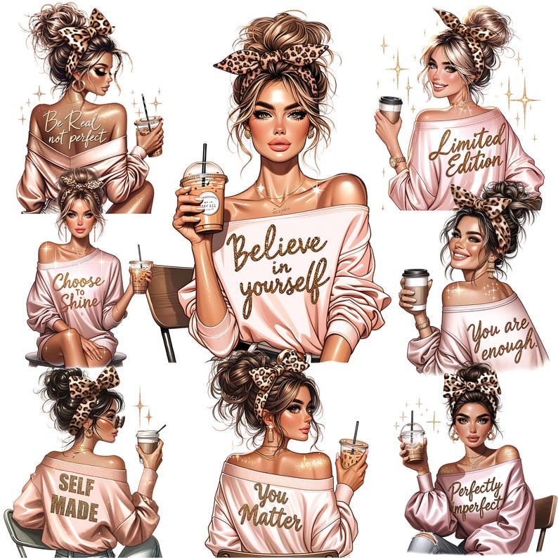14 Boss Lady Clipart Bundle PNG, Girl Boss Clipart, Fashion Woman Clipart, Love Yourself Clipart, Girl Boss Bundle PNG Sublimation Files