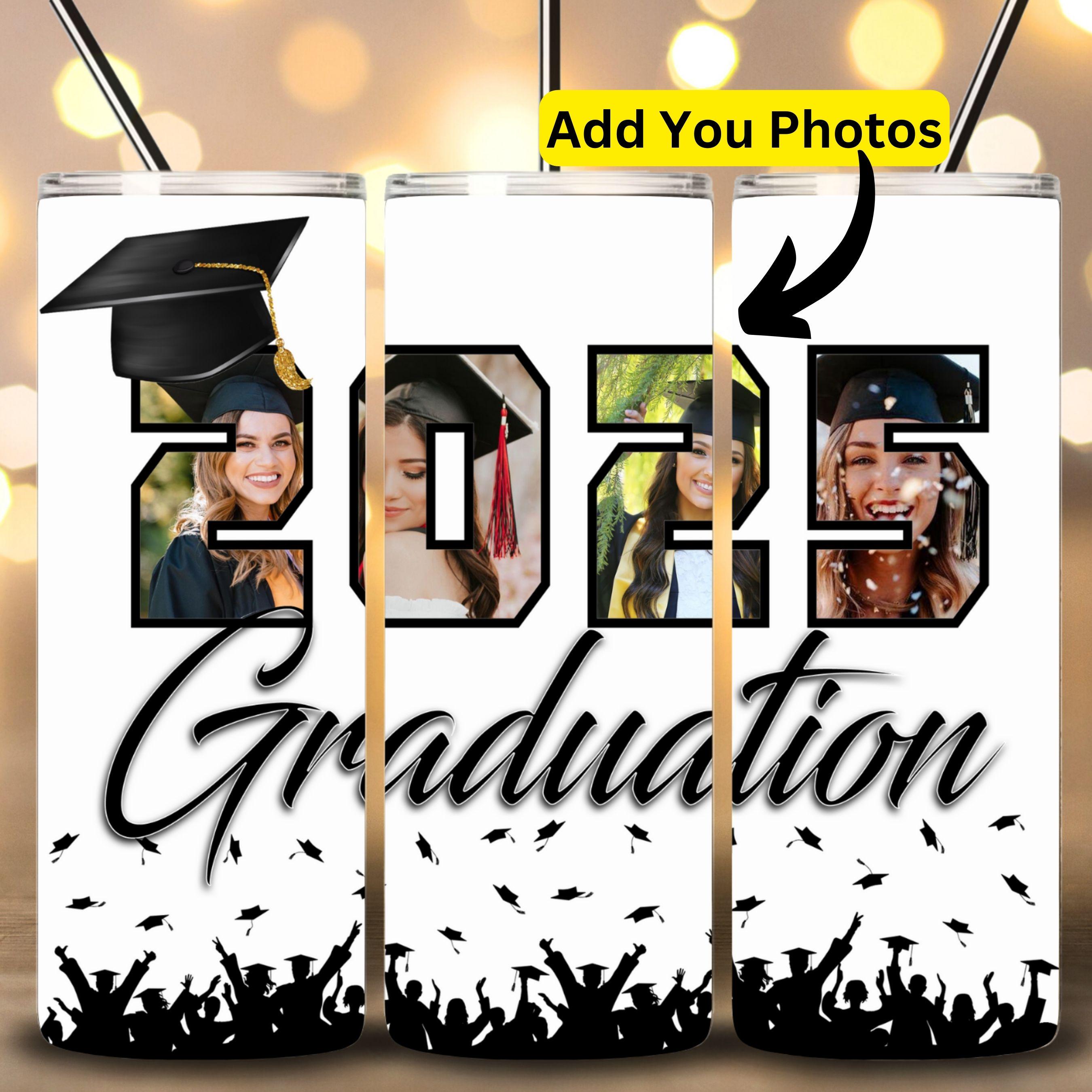 2025 Graduation Tumbler Wrap, Add Your Own Photos Graduation 2025, 20oz Skinny Tumbler Sublimation, Senior 2025 Tumbler Wrap Digital Files