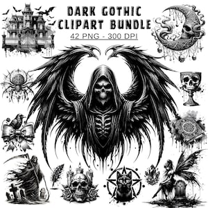 42 Dark Gothic PNG Bundle Sublimation Designs, Halloween Gothic Clipart, Dark Witchcraft Clipart Bundle, Goth Clip Art PNG Digital Files