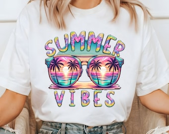 Summer Vibes PNG Sublimation Design, Colorful Summer Clipart, Beach Summer Shirt, Tropical Png, Summer Tie Dye  Png File Instant Download